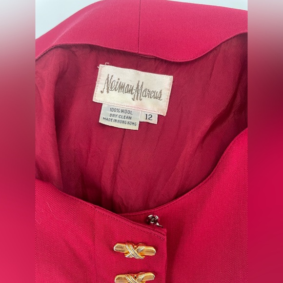 VTG 1980s Cranberry Long Sleeve Wool Shift Midi Dress / Blazer Dress - Picture 14 of 16